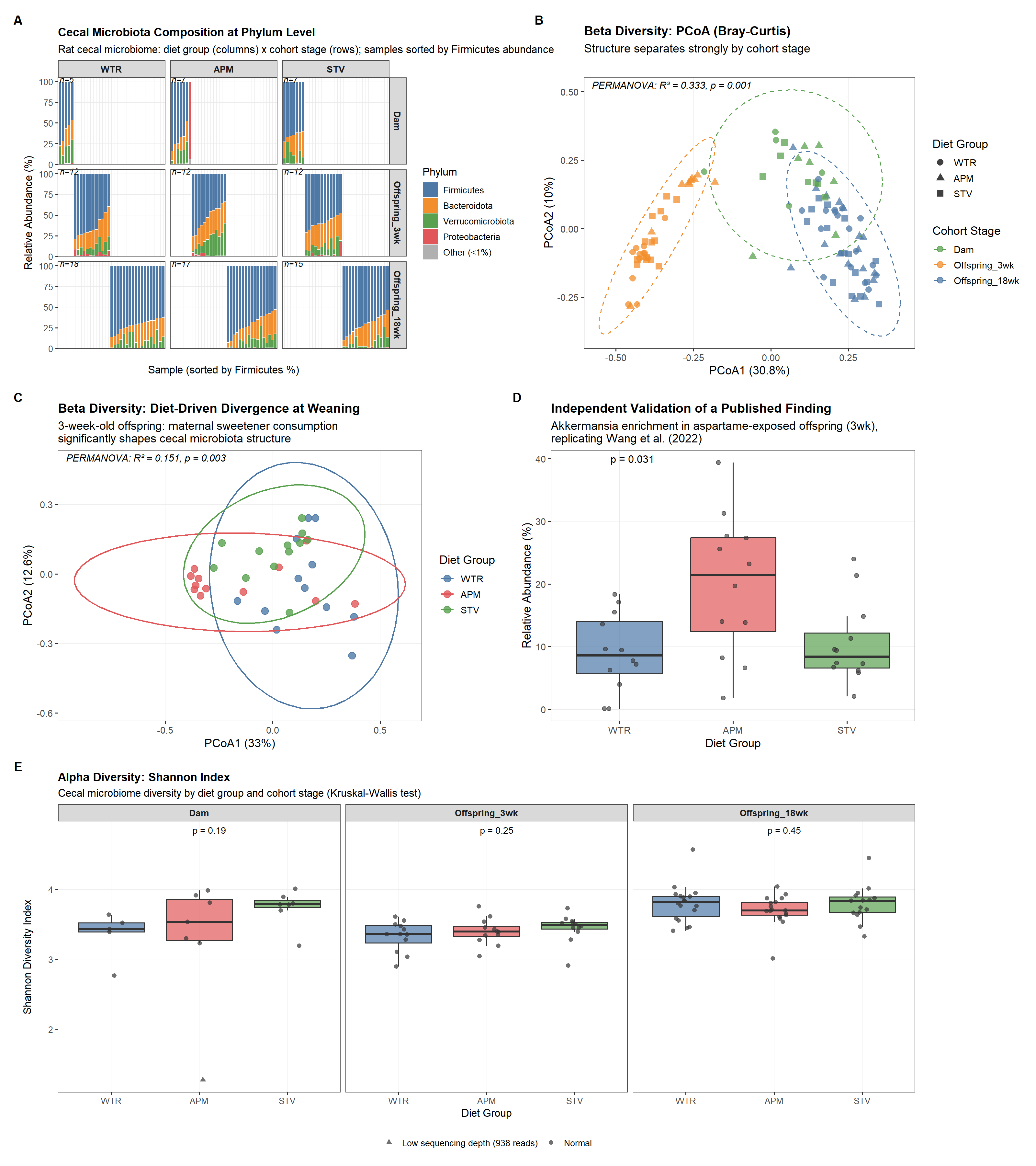 Maternal sweetener microbiome replication output